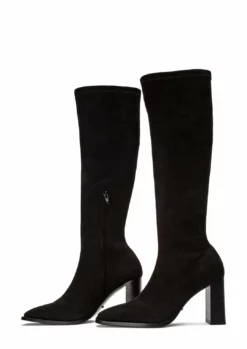 Tony Bianco Renae Black Stretch Suede 8.5cm Calf Boots Hot List