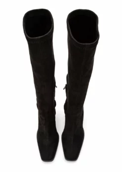 Tony Bianco Renae Black Stretch Suede 8.5cm Calf Boots Hot List