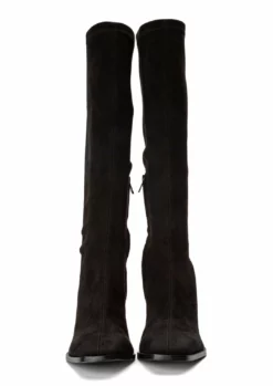 Tony Bianco Renae Black Stretch Suede 8.5cm Calf Boots Hot List