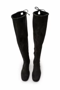 Tony Bianco Shoes Romeo Black Stretch Suede 2.5cm Long Boots