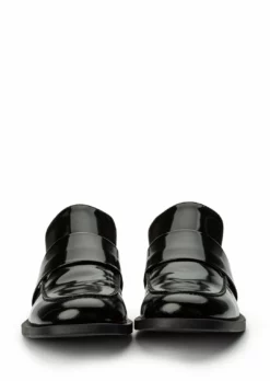 Tony Bianco Rovin Black Hi Shine 2.5cm Flats Shoes