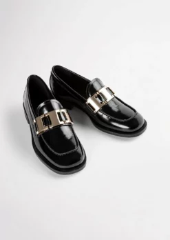 Tony Bianco Ruiz Black Hi Shine 2.5cm Flats