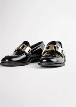 Tony Bianco Ruiz Black Hi Shine 2.5cm Flats