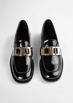 Tony Bianco Ruiz Black Hi Shine 2.5cm Flats