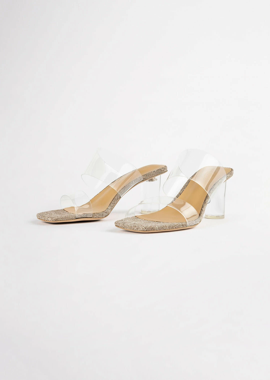 Tony Bianco Sabelle Clear Vinylite/Linen 6.5cm Heels 9 Tony Bianco Sabelle Clear Vinylite/Linen 6.5cm Heels