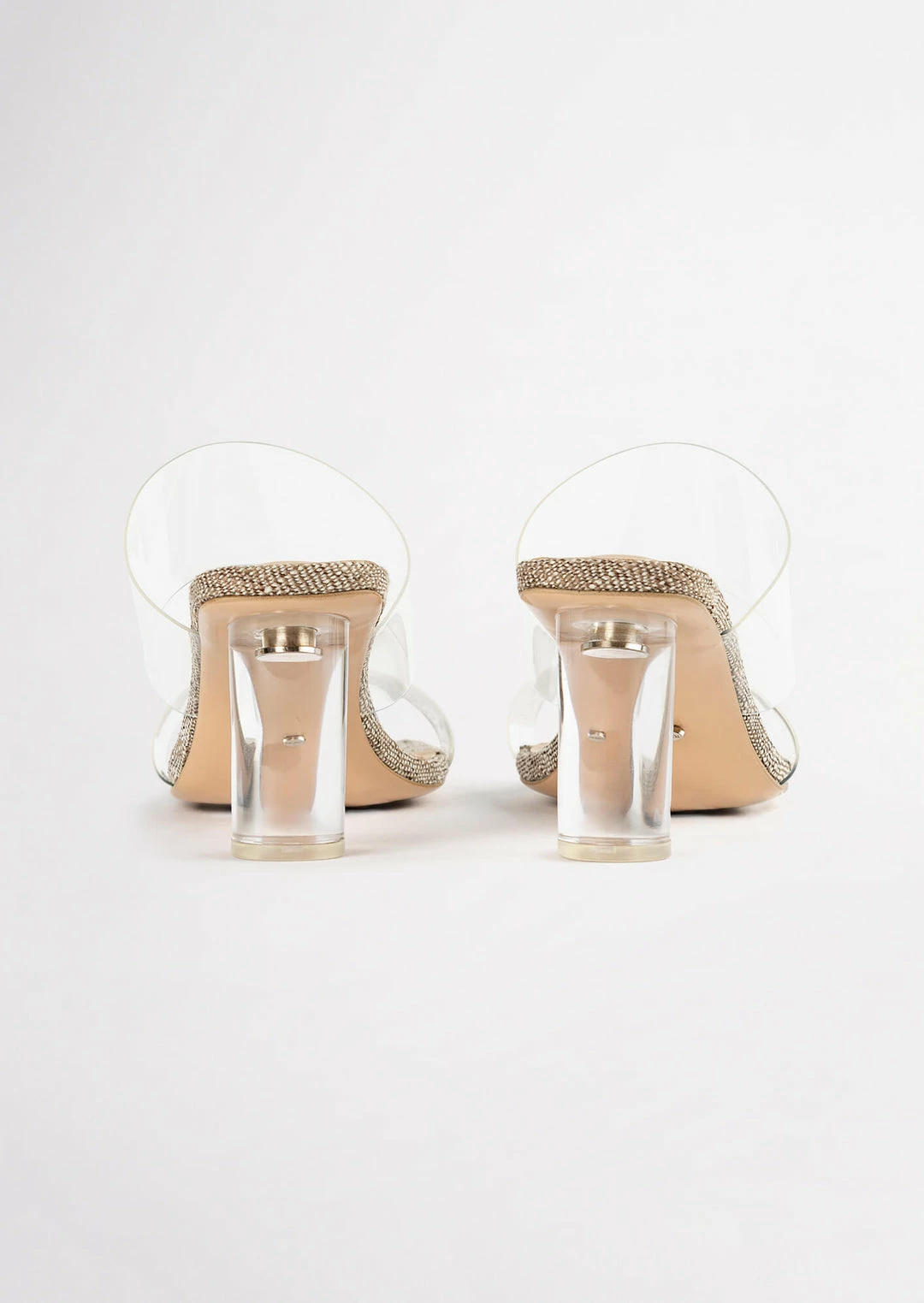 Tony Bianco Sabelle Clear Vinylite/Linen 6.5cm Heels 11 Tony Bianco Sabelle Clear Vinylite/Linen 6.5cm Heels