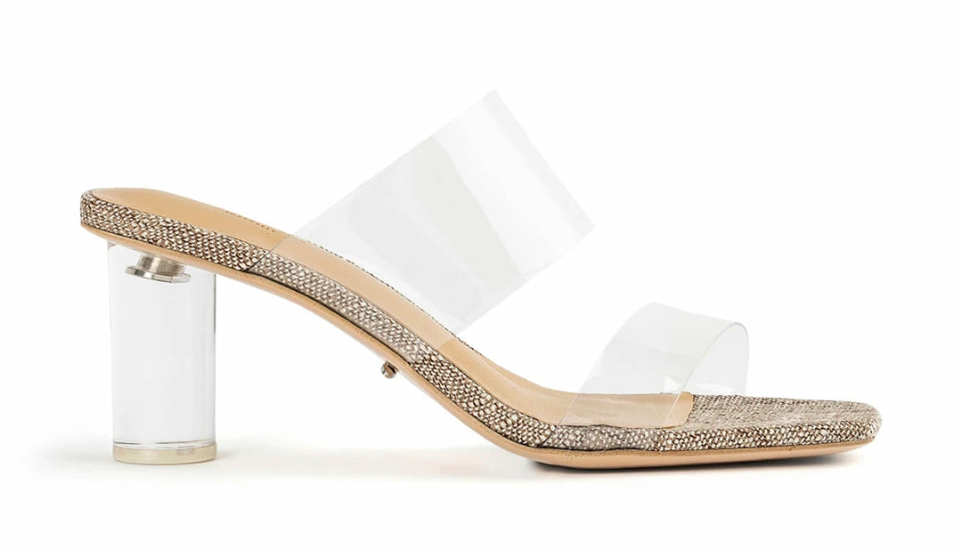 Tony Bianco Sabelle Clear Vinylite/Linen 6.5cm Heels 3 Tony Bianco Sabelle Clear Vinylite/Linen 6.5cm Heels