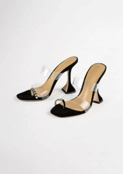 Tony Bianco Saffron Clear Vinylite/Black Suede 10.5cm Heels 11 Tony Bianco Saffron Clear Vinylite/Black Suede 10.5cm Heels