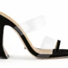 Tony Bianco Saffron Clear Vinylite/Black Suede 10.5cm Heels