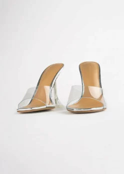 Tony Bianco Serri Clear Vinylite/Silver 10.5cm Heels Shoes 9 Tony Bianco Serri Clear Vinylite/Silver 10.5cm Heels Shoes