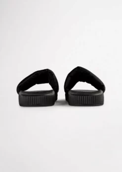 Tony Bianco Ziggy Black Nylon 3cm Sandals Shoes