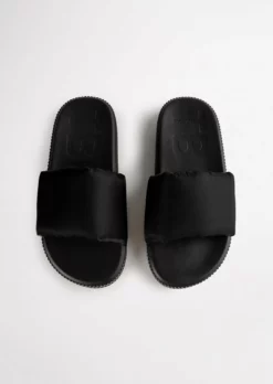 Tony Bianco Ziggy Black Nylon 3cm Sandals Shoes